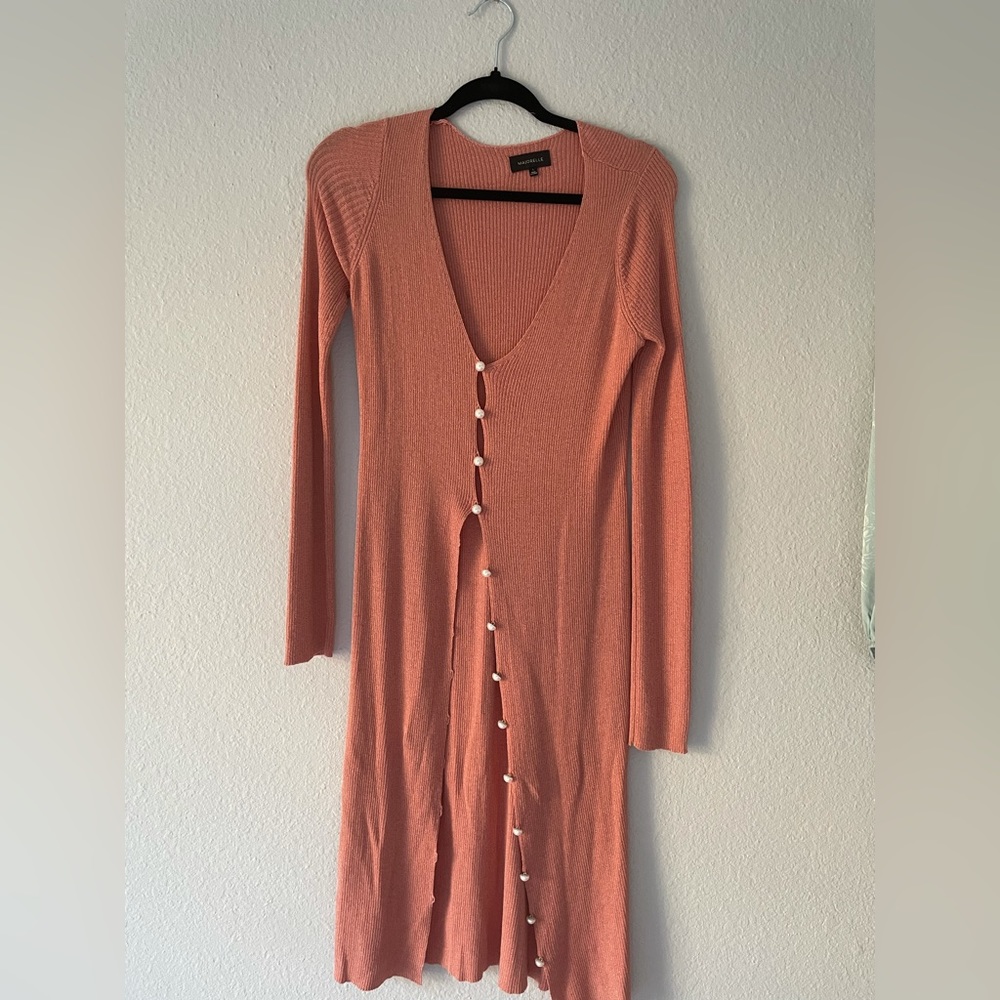 Majorelle long button cardigan in sparkle coral fabric size S - Picture 1 of 2